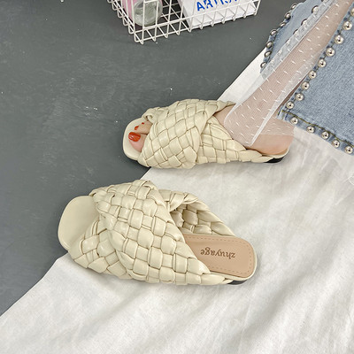 Papuci casual dama cu talpa plata - piele ecologica