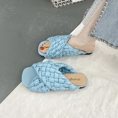 Papuci casual dama cu talpa plata - piele ecologica