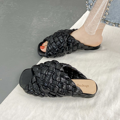 Papuci casual dama cu talpa plata - piele ecologica