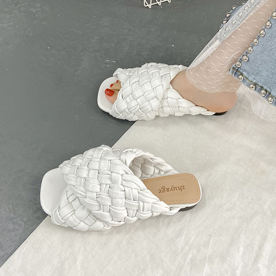 Papuci casual dama cu talpa plata - piele ecologica