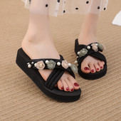 Papuci casual dama cu flori 3D