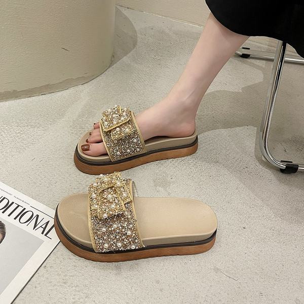 Novi model ženskih papuča sa kamenčićima i perlama u dvije boje