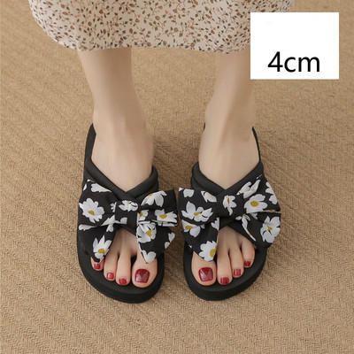 Γυναικείες casual παντόφλες με κορδέλα και πλατφόρμα 4 cm