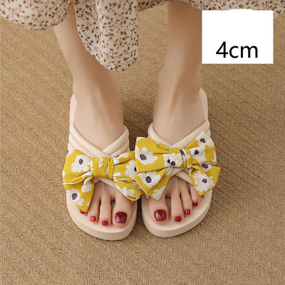 Γυναικείες casual παντόφλες με κορδέλα και πλατφόρμα 4 cm