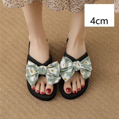 Γυναικείες casual παντόφλες με κορδέλα και πλατφόρμα 4 cm