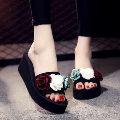 Γυναικείες παντόφλες με πολύχρωμα λουλούδια 3D - διάφορα μοντέλα