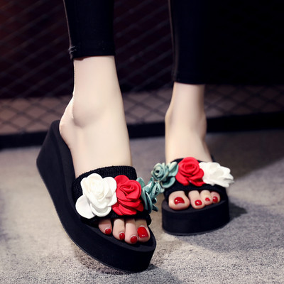 Γυναικείες παντόφλες με πολύχρωμα λουλούδια 3D - διάφορα μοντέλα