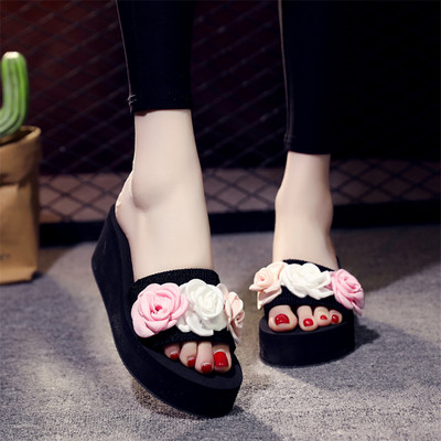 Γυναικείες παντόφλες με πολύχρωμα λουλούδια 3D - διάφορα μοντέλα