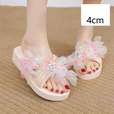 Νέο μοντέλο γυναικείες παντόφλες με τρισδιάστατα λουλούδια σε τρία χρώματα