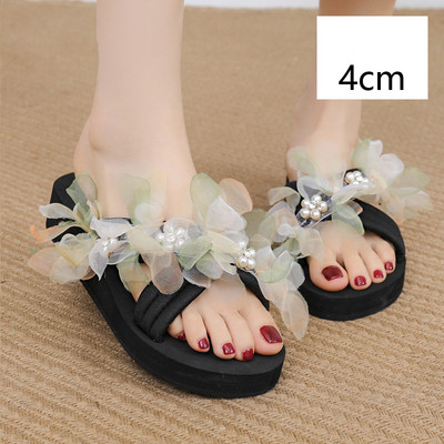 Νέο μοντέλο γυναικείες παντόφλες με τρισδιάστατα λουλούδια σε τρία χρώματα