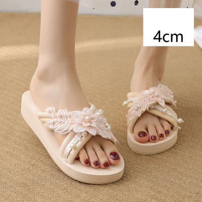 Papuci de damă cu platformă și flori 3D