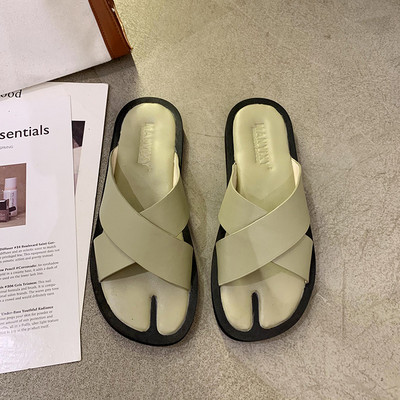 Papuci casual cu bretele incrucisate din piele ecologica pentru femei