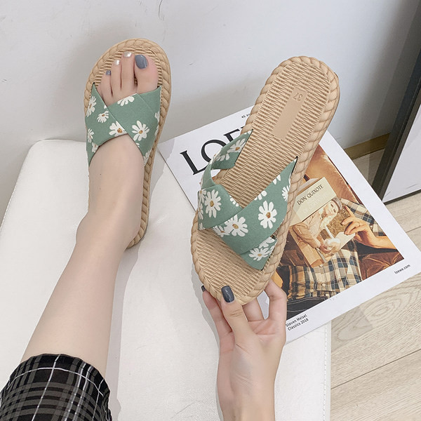 Papuci casual dama cu model floral - in mai multe culori