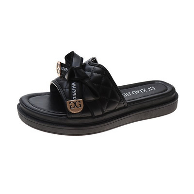 Sieviešu čības trīs krāsās ar lentīti un plakanu zoli