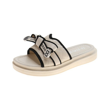 Sieviešu čības trīs krāsās ar lentīti un plakanu zoli