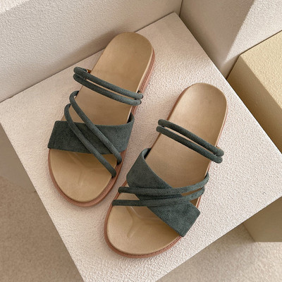 Νέο μοντέλο καλοκαιρινές παντόφλες με δερμάτινα λουράκια eco