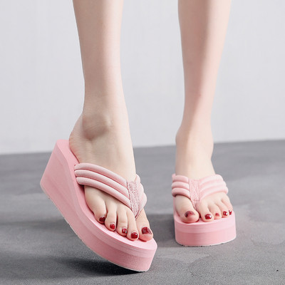 Παντόφλες casual  γυναικείες ανάμεσα στα δάχτυλα με σόλα 6 cm