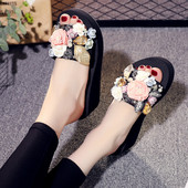 Γυναικείες παντόφλες με διακόσμηση λουλουδιών 3D και σόλα 3 cm ή 6 cm
