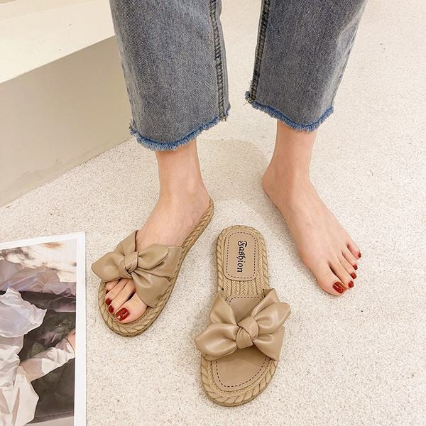 Papuci moderni de dama din imitatie de piele cu talpa plata