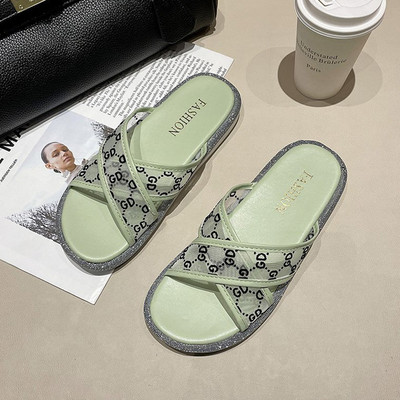 Papuci de dama cu bretele transparente incrucisate