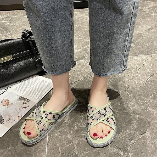 Papuci de dama cu bretele transparente incrucisate