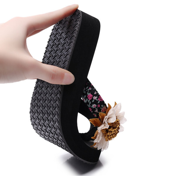 Papuci casual dama intre varf cu perle si decor floral