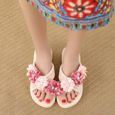 Papuci casual dama cu flori 3D