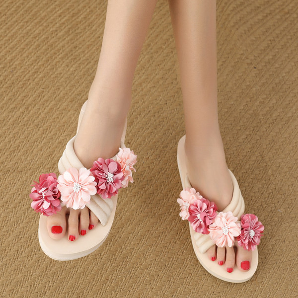 Papuci casual dama cu flori 3D