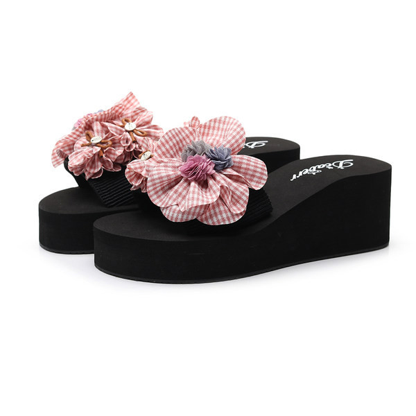 Papuci antiderapanti de dama decorati cu flori