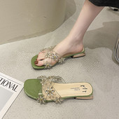 Papuci de dama cu bretele din silicon incrucisate si pietre de decor