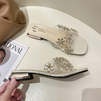 Papuci de dama cu bretele din silicon incrucisate si pietre de decor