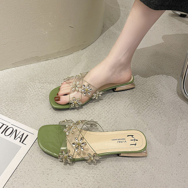 Papuci de dama cu bretele din silicon incrucisate si pietre de decor