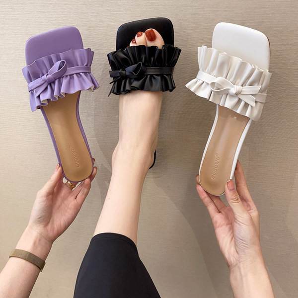 Moderne ženske papuče od eko kože sa trakom