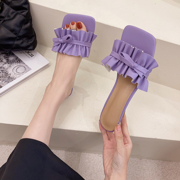 Moderne ženske papuče od eko kože sa trakom