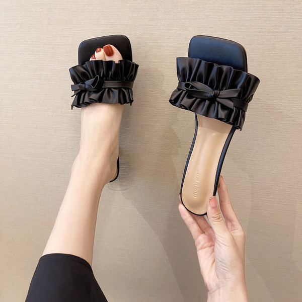 Moderne ženske papuče od eko kože sa trakom