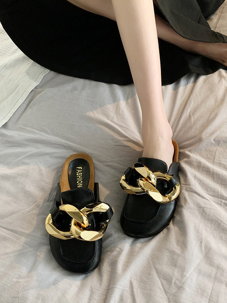 Papuci casual de dama inchisi din imitatie de piele