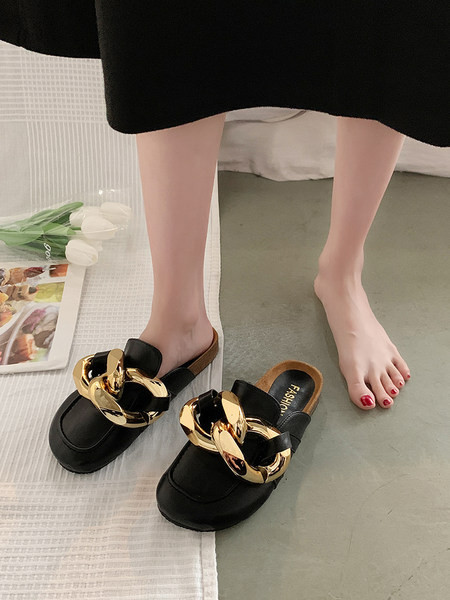 Papuci casual de dama inchisi din imitatie de piele