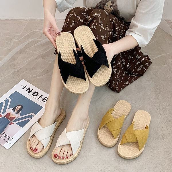 Papuci casual dama cu bretele incrucisate in mai multe culori