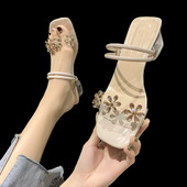 Papuci de dama actuali cu pietre si toc 5 cm