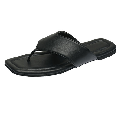 Sieviešu ikdienas čības starp purngalu no eko ādas ar plakanu zoli