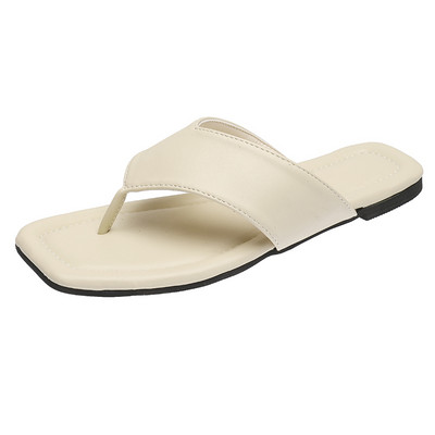 Sieviešu ikdienas čības starp purngalu no eko ādas ar plakanu zoli