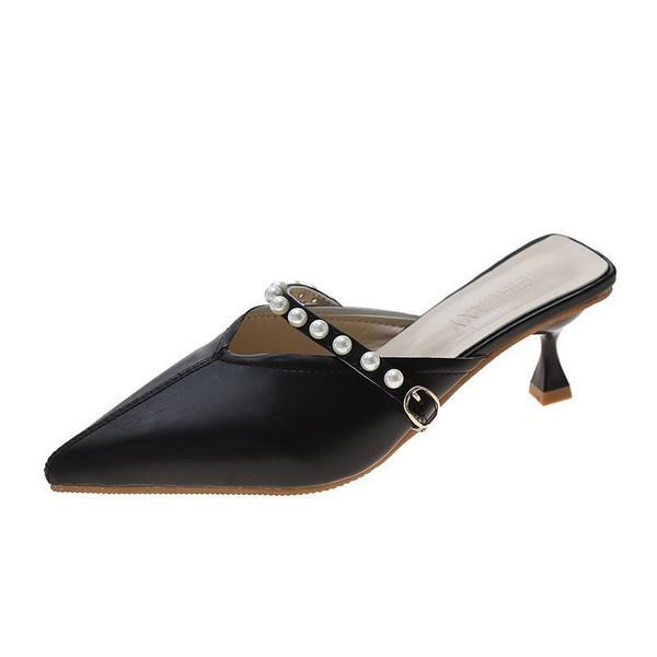 Papuci casual dama cu perle - model ascutit