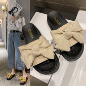 Papuci casual de dama cu talpa groasa si panglica