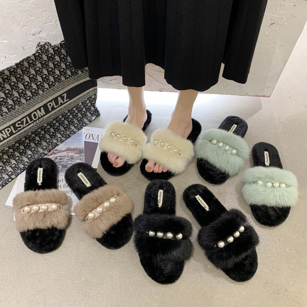 Model nou de papuci dama puf cu perle in mai multe culori