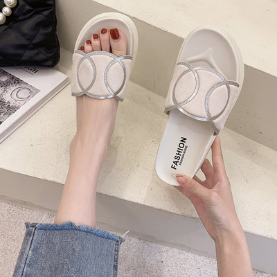 Sandale de damă cu talpă plată și curea din piele ecologică