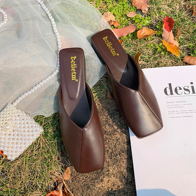 Papuci casual inchisi din piele ecologica