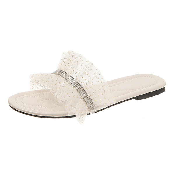 Papuci dama cu tul si element lucios