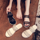 Νέο μοντέλο γυναικείες παντόφλες με δικαόσμηση πέτρες σε δύο χρώματα