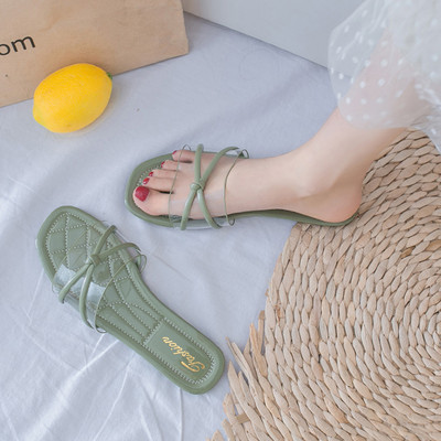 Γυναικείες παντόφλες έκο δερμάτινα λουράκια και σιλικόνη