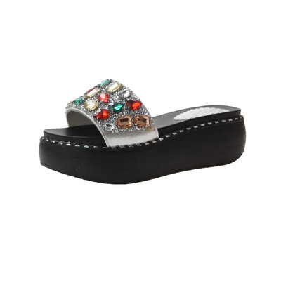 Παντόφλες μοντέρνες γυναικείες  - με επίπεδη σόλα και χρωματιστές πέτρες